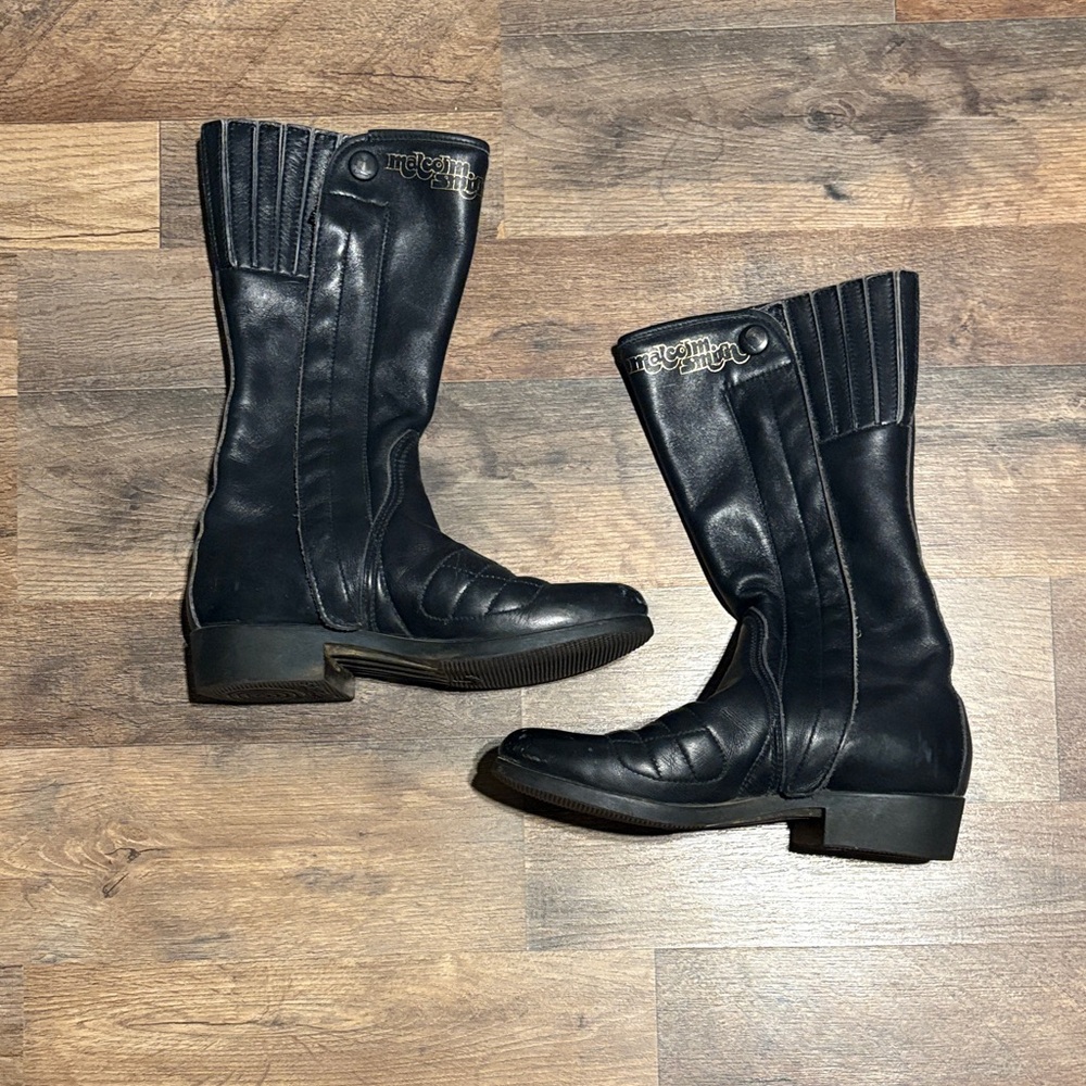 Malcolm Smith Alpine Stars Black Leather Riding Boots